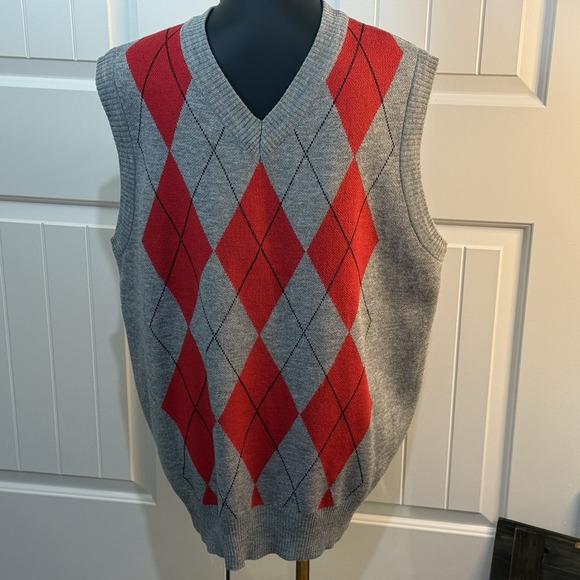 South Pole Other - VTG South Pole Sweater Vest Mens XXL Gray Red Argyle Pattern Academia‎ Y2K
